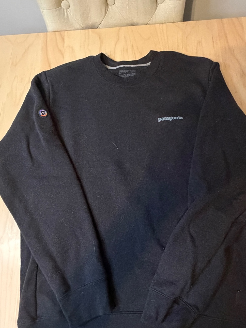 Patagonia Black Crewneck Sweatshirt with Small Logo